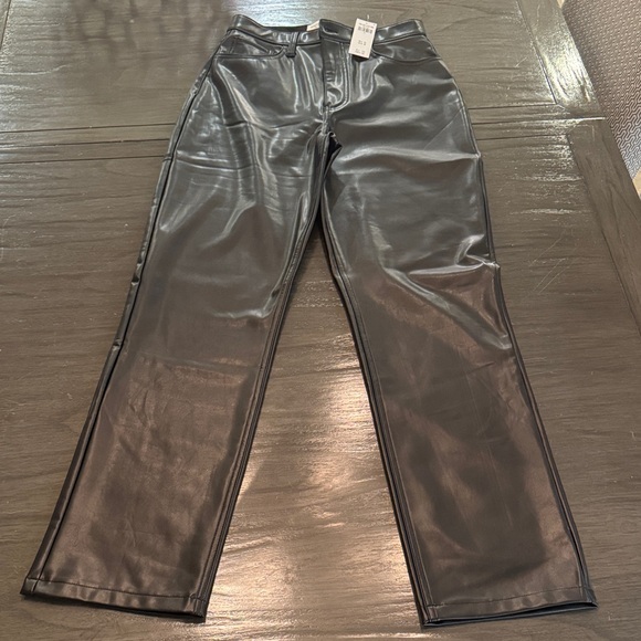 Abercrombie & Fitch Pants - Abercrombie Shiny Black Leather-Style Trousers.
